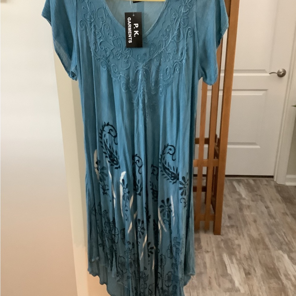 Elegant Teal Embroidered Dress